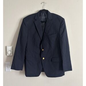 Lauren Ralph Lauren Navy Blue Gold Button Blazer Wool Mens 42S Preppy